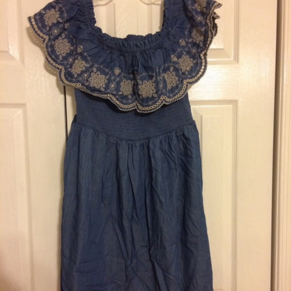 Denim off the shoulder dress